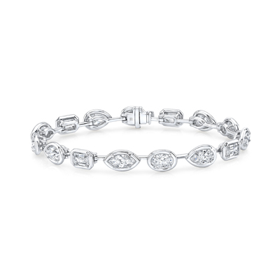 18K Mixed Diamond Bar Bracelet